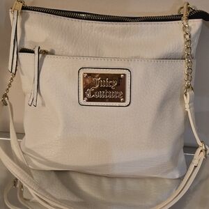 Juicy Couture White Crossbody Lots Pockets Zippers Manmade Leather